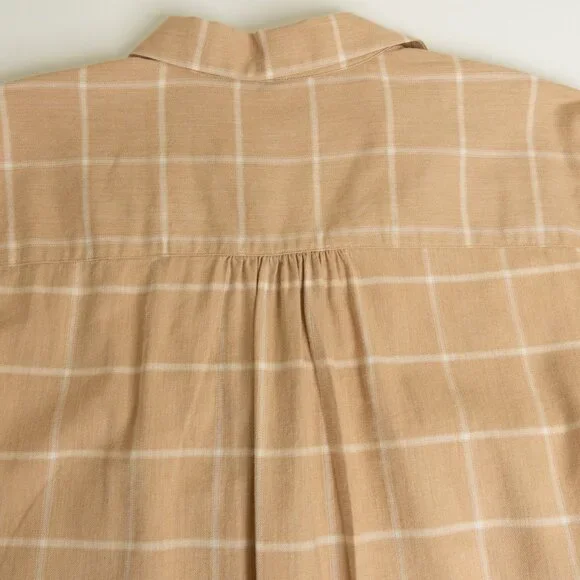 Uniqlo Soft Brushed Long Sleeve Shirt Plaid Checked Beige - Picture 10 of 12